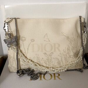 Dior Flower Embossed Pouch turned crossbody with zipper